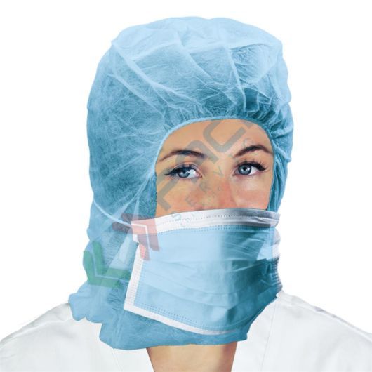 Cappucci monouso in TNT di polipropilene (PP) 20 g/mq, con mascherina integrata, conf. 50 pz