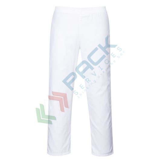 Pantalone da lavoro, tessuto Kingsmill 65% Poliestere + 35% Cotone, 190 gr, modello panettiere, vita elasticizzata, colore bianco
