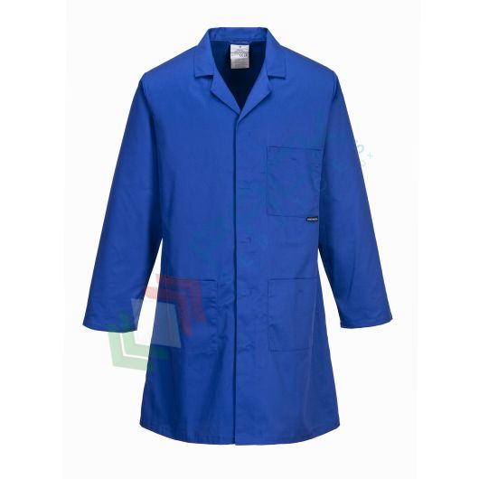 Camice da lavoro, modello standard, per laboratorio, 3 tasche, 65% poliestere + 35% cotone, 245 gr, chiusura bottoni, colore blu royal