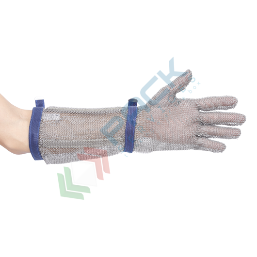 [AC10SIRL] Guanto da lavoro realizzato in maglia di acciaio inossidabile per la massima protezione della mano e dell'avambraccio, ideale per la lavorazione della carne, ambidestro, omologato EN 1082-1, taglia L