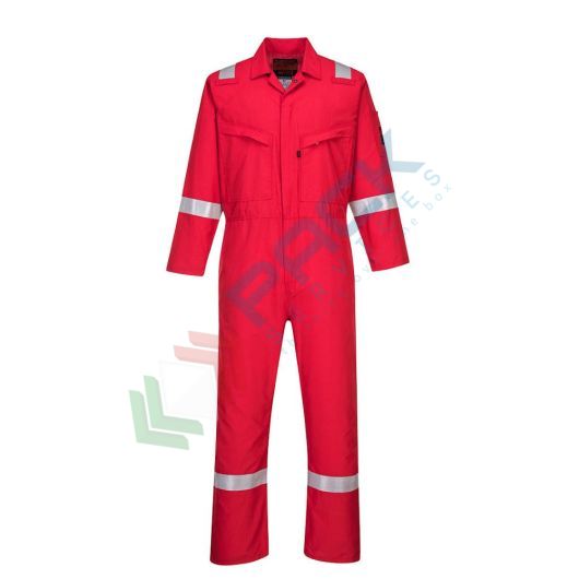 [AF73RER38] Tuta da lavoro ignifuga super leggera, in tessuto Araflame Plus 93% Meta aramide + 5% Para aramide + 2% Fibra di carbonio, 150 gr, omologata EN ISO 11612 + EN 1149, modello Silver Araflame, colore rosso