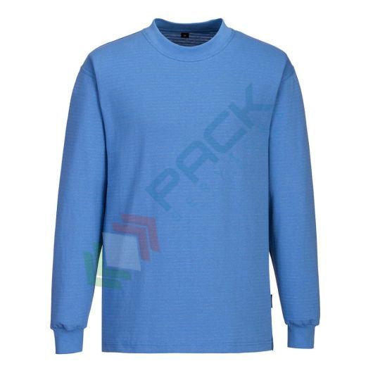 T-Shirt da lavoro antistatica, 96% Cotone + 4% Fibra di carbonio, 195 gr, maniche lunghe, adatta per l'uso in ambienti ESD, colore Blue Hamilton