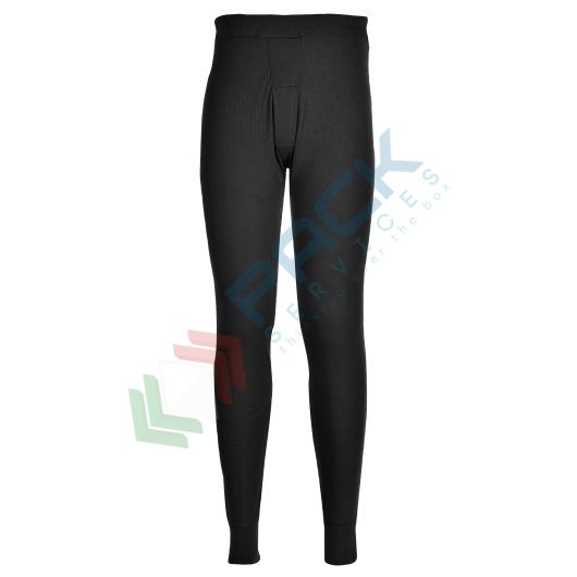 Calzamaglia da lavoro termica, 50% Poliestere + 50% cotone che trattengono il calore, 200 gr, vestibilità comoda con orlo a costine, colore nero