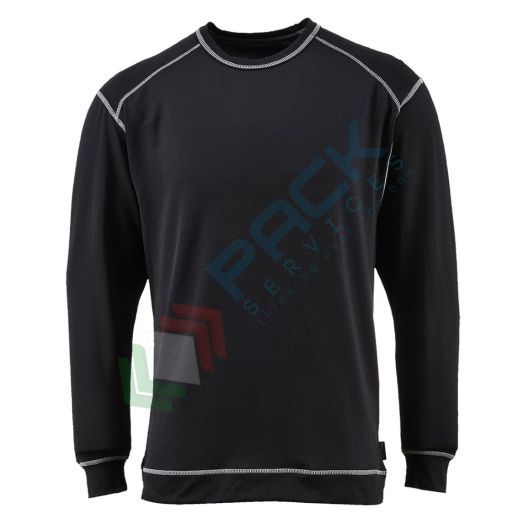 T-Shirt da lavoro termica e antibatterica, 93% poliestere traspirante + 7% elastan, 165 gr, maniche lunghe, modello Base Pro, con trattamento di ioni d'argento, colore nero