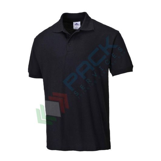Polo da lavoro da uomo, 65% poliestere + 35% cotone, 210 gr, modello Napoli, in maglia piquet in policotone con un tocco morbido e confortevole, colore nero