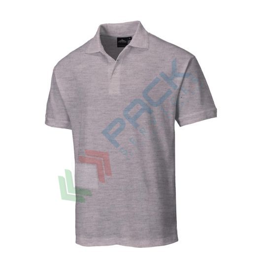 Polo da lavoro da uomo, 65% poliestere + 35% cotone, 210 gr, modello Napoli, in maglia piquet in policotone con un tocco morbido e confortevole, colore grigio melange