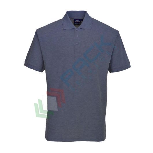Polo da lavoro da uomo, 65% poliestere + 35% cotone, 210 gr, modello Napoli, in maglia piquet in policotone con un tocco morbido e confortevole, colore grigio metallo