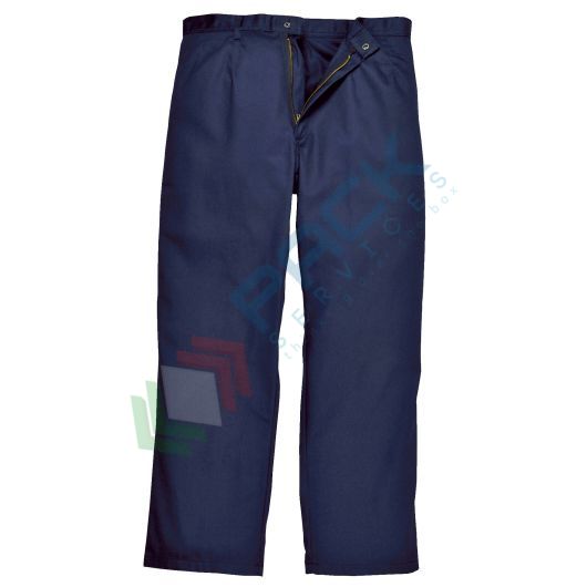 Pantalone da lavoro ignifugo, 100% Cotone, finitura FR 330 gr, omologato EN ISO 11612 + EN ISO 11611, modello Bizweld, vestibilità regular, colore blu navy