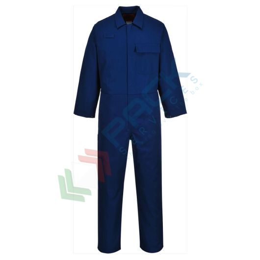 Tuta da lavoro ignifuga da saldatura, in tessuto Safe Welder 100% Cotone, 330 gr, omologata EN ISO 11612 + EN ISO 11611, apertura frontale con bottoni, vestibilità regular, colore blu navy