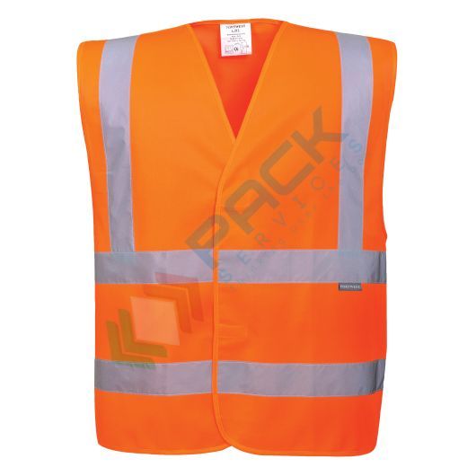 [C470ORR6X/7X] Gilet alta visibilità 100% poliestere ordito a maglia, 124 gr, una banda orizzontale e due verticali con chiusura con fettuccia a strappo per un facile accesso, omologato EN ISO 20471 Classe 2, colore arancione, taglia 7XL