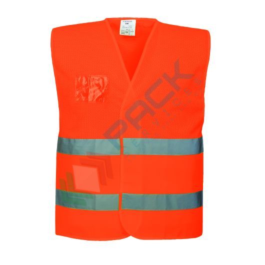 [C494ORRL/XL] Gilet alta visibilità 100% poliestere ordito a maglia, 124 gr + torso in rete 100% poliestere mesh per una maggiore traspirabilità, chiusura con fettuccia a strappo, omologato EN ISO 20471 Classe 1, colore arancione, taglia XL