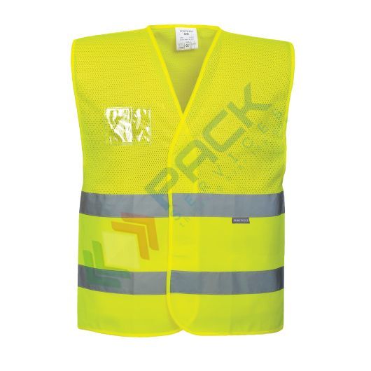 [C494YERXX/3X] Gilet alta visibilità 100% poliestere ordito a maglia, 124 gr + torso in rete 100% poliestere mesh per una maggiore traspirabilità, chiusura con fettuccia a strappo, omologato EN ISO 20471 Classe 1, colore giallo, taglia 3XL