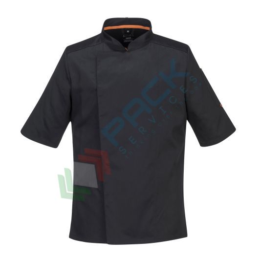 [C738BKRXXXL] Giacca da lavoro, modello chef, tessuto MeshAir Pro, 65% poliestere + 35% cotone, 1 tasca, 190 gr, manica corta, colore nero