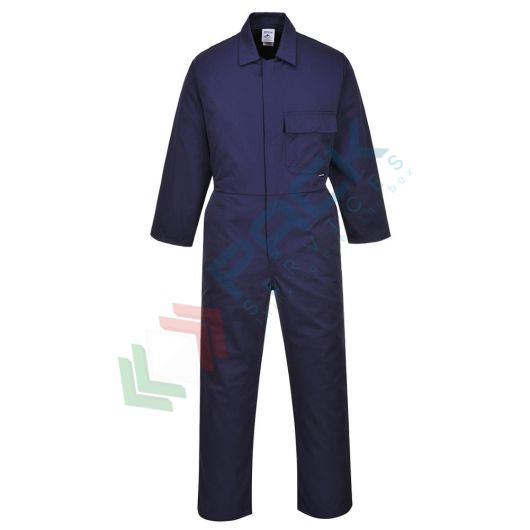 Tuta da lavoro standard, in tessuto Kingsmill 65% poliestere + 35% cotone, 245 gr, confortevole e pratica, con facile apertura frontale con bottoni, 5 tasche, vestibilità tall, colore blu navy