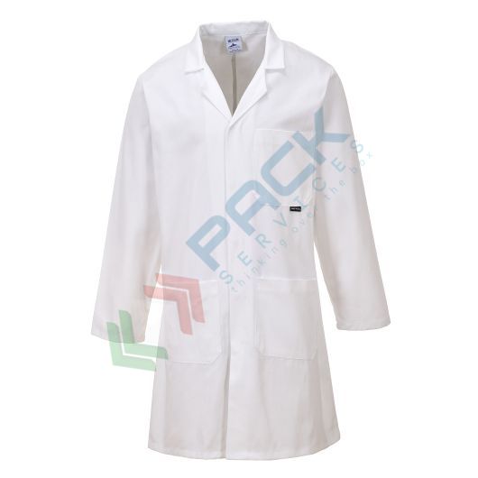 Camice da lavoro, modello standard, per laboratorio, 3 tasche, 100% cotone, 245 gr, chiusura bottoni, colore bianco