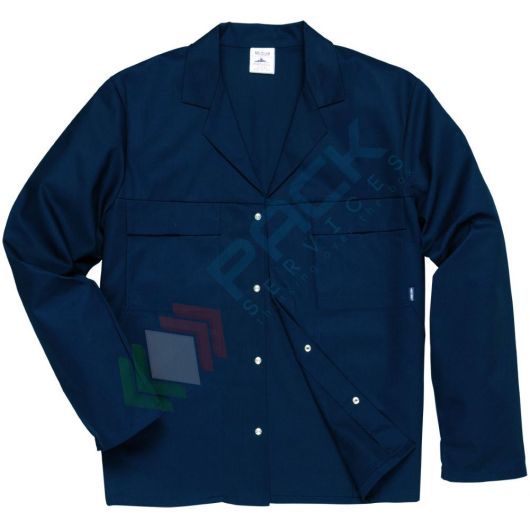 [C859NARM] Giacca da lavoro 65% Poliestere + 35% Cotone, chiusura con bottoni, modello Mayo, colore blu navy, taglia M