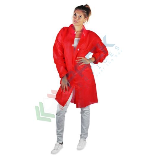 [CAM30-RL] Camice monouso in TNT di polipropilene (PP), 30 g/mq, chiusura frontale con velcro, conf. 50 pz