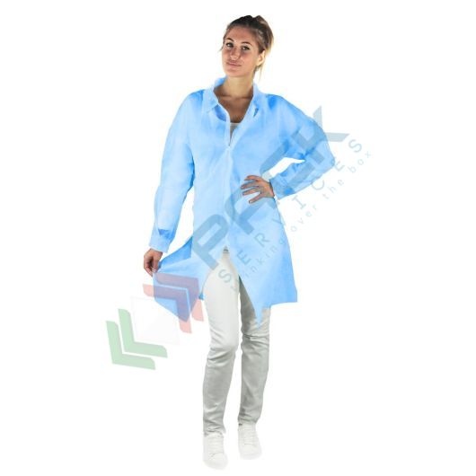 [CAM61-AL] Camice monouso in TNT di polipropilene (PP), 30 g/mq, chiusura con bottoni clip, conf. 50 pz