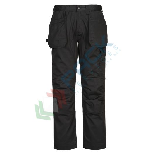 Pantalone da lavoro multitasche, 65% poliestere riciclato + 35% cotone, 245 gr, modello WX2 Holster Stretch, multifunzionale e confortevole, colore nero