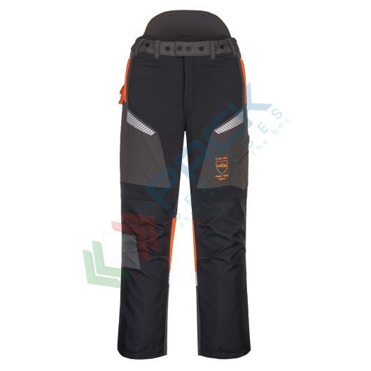 [CH14BKRL] Pantalone da lavoro professionale per motosega, 92% nylon + 8% elastan, 230 gr, omologato EN 11393, modello Advance Oak, per industria forestale, colore nero