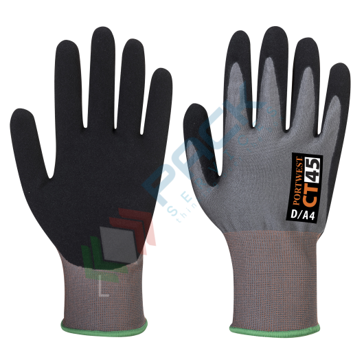 [CT45G8RXXL] Guanti da lavoro resistenti al taglio (livello D), in DyUltra + poliestere con rivestimento in schiuma di nitrile per un grip eccellente in condizioni di umido e secco, calibro 18, omologati EN 388, colore grigio/nero, taglia XXL
