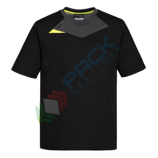 T-Shirt da lavoro 100% poliestere, 150 gr, modello DX4, capacità di assorbimento, raffreddamento e asciugatura, design moderno con un'ottima vestibilità, colore nero