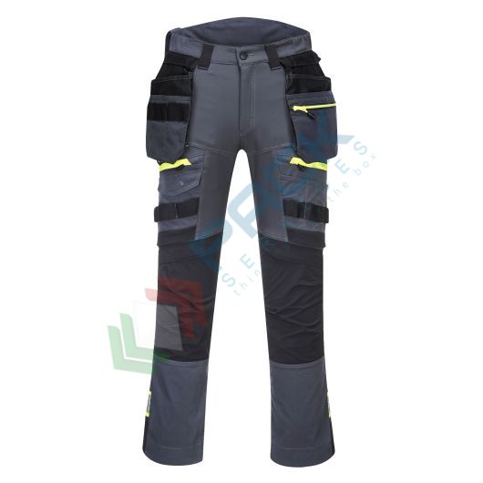 [DX440MGR32] Pantalone da lavoro con tasche rimovibili, tessuto Kingsmill Stretch, 93% poliestere + 7% elastan, 270 gr, omologato EN 14404, modello Holster DX4, vestibilità regular, colore grigio metallo