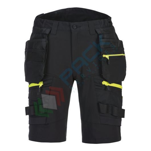 Bermuda da lavoro, modello stretch multitasche, 93% poliestere + 7% elastan, 270 gr, colore nero