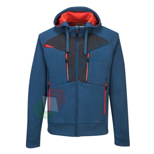[DX472MBRM] Felpa da lavoro con cappuccio, modello Stretch dinamico DX4, 75% poliestere + 20% rayon + 5% elastan, 330 gr, chiusura con zip,colore blu metro