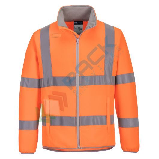 [EC70ORRL] Pile alta visibilità colletto alto, senza cappuccio, modello ECO, 100% poliestere PCR, 300 gr, chiusura con zip, omologato EN ISO 20471, colore arancione