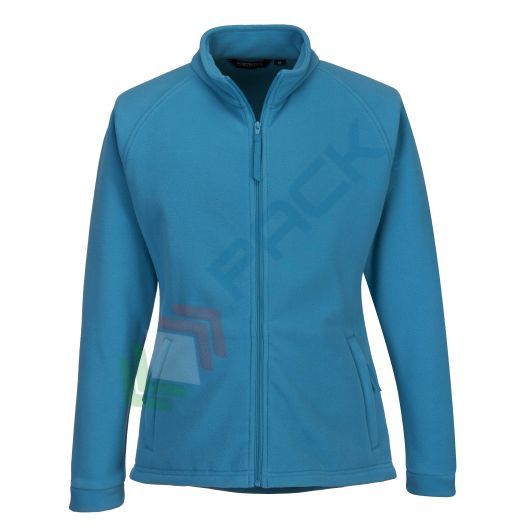 [F282AQRXL] Pile da lavoro da donna, colletto alto, senza cappuccio, modello Aran, 100% poliestere, 280 gr, chiusura con zip, omologato EN 14058, colore celeste