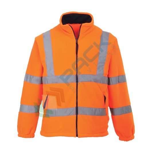 [F300ORRS] Pile alta visibilità colletto alto, senza cappuccio, Mesh foderato, 100% poliestere, 300 gr, chiusura con zip, omologato EN ISO 20471 + EN 14058, colore arancione