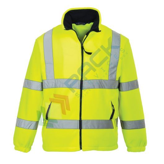 [F300YERL] Pile alta visibilità colletto alto, senza cappuccio, Mesh foderato, 100% poliestere, 300 gr, chiusura con zip, omologato EN ISO 20471 + EN 14058, colore giallo