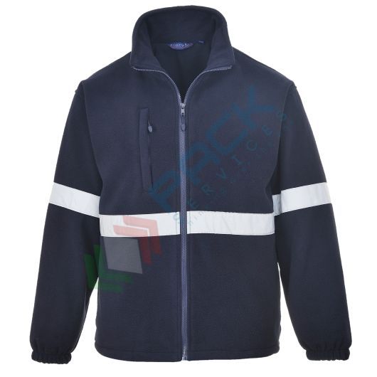 [F433NARXXL] Pile alta visibilità colletto alto, senza cappuccio, modello IONA, Mesh foderato, 100% poliestere, 400 gr, chiusura con zip, omologato EN 17353 + EN 14058, colore blu navy