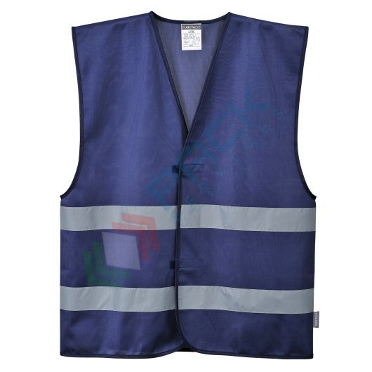 [F474NARL/XL] Gilet alta visibilità 100% poliestere ordito a maglia, 124 gr, modello Iona, leggero e confortevole con chiusura con fettuccia a strappo per un facile accesso, omologato EN 17353 Tipo B3, colore blu navy, taglia XL