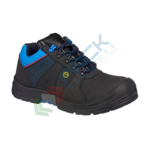 [FD27BKB39] Scarpe antinfortunistiche da lavoro S3 ESD HRO, basse, serie COMPOSITELITE®, in pelle nubuck, puntale in composito, colore nero/blu