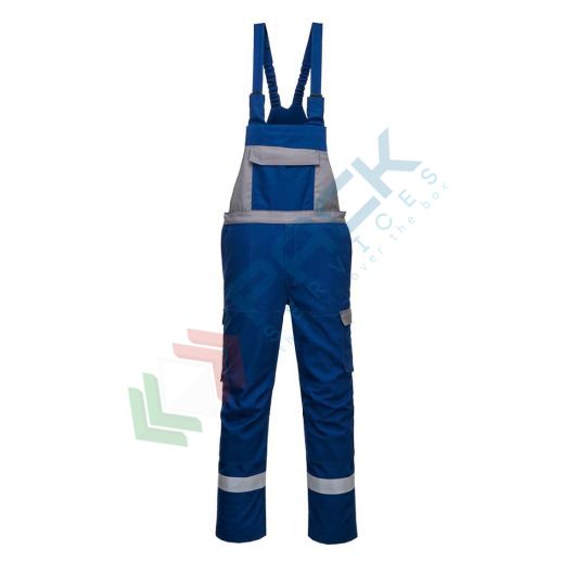 [FR07RBRL] Salopette da lavoro ignifuga in tessuto Bizflame Ultra, 80% Cotone + 19% Poliestere + 1% Fibra di carbonio, 340 gr, omologata EN ISO 11612 + EN ISO 11611 + EN 1149 + EN 13034, colore blu royal