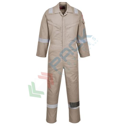 Tuta da lavoro antistatica super leggera, in tessuto Bizflame Plus 99% cotone + 1% fibra di carbonio, 210 gr, omologata EN ISO 11612 + EN ISO 11611 + EN 1149, vestibilità regular, colore cachi