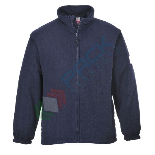 [FR30NARS] Pile da lavoro antistatico ed ignifugo, colletto alto, senza cappuccio, 60% Modacrilico + 39% Cotone + 1% Fibra di Carbonio, 280 gr, omologata EN ISO 11612 + EN 1149 + IEC 61482, chiusura con zip, colore blu navy
