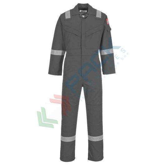 [FR50GRRXXXL] Tuta da lavoro antifiamma e antistatica, in tessuto Bizflame Plus 99% cotone + 1% fibra di carbonio, 350 gr, omologata EN ISO 11612 + EN ISO 11611 + EN 1149, vestibilità regular, colore grigio