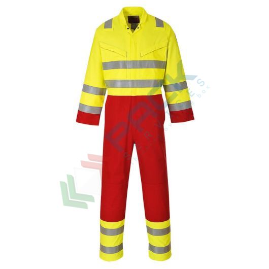 [FR90YERL] Tuta alta visibilità in Bizflame Work HV (99% cotone + 1% fibra di carbonio) 330 gr, certificata EN ISO 11612 + EN ISO 11611 + EN 1149 -5 + IEC 61482 + EN ISO 20471 Classe 3, colore giallo, tg. L