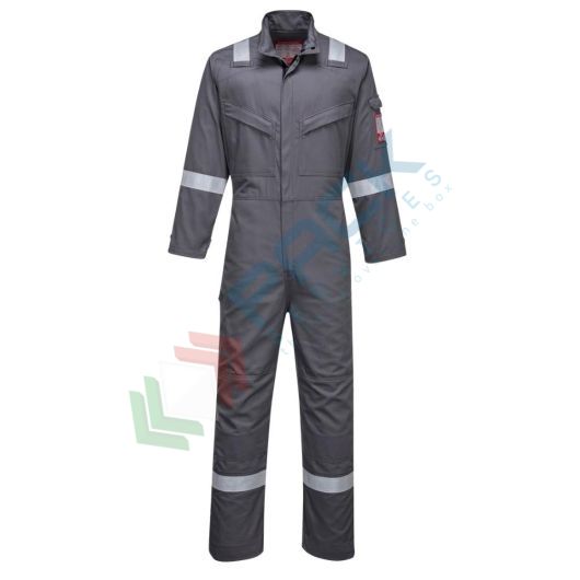 [FR93GRRXXXL] Tuta da lavoro ignifuga, in tessuto Bizflame Ultra 80% Cotone + 19% Poliestere + 1% Fibra di carbonio, 340 gr, omologata EN ISO 11612 + EN ISO 11611 + EN 1149 + EN 13034, colore grigio