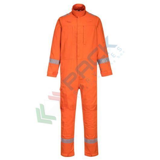 [FR501ORRXL] Tuta da lavoro ignifuga in tessuto Bizflame Plus, 99% cotone + 1% fibra di carbonio, 350 gr, omologata EN ISO 11612 + EN ISO 11611 + EN 1149, colore arancione