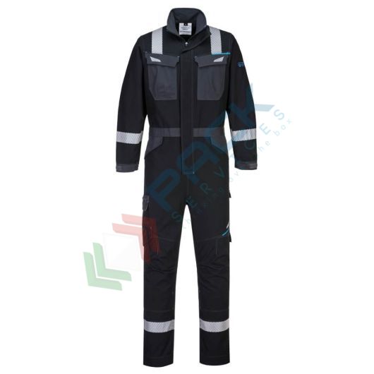 [FR503BKRXXXL] Tuta da lavoro ignifuga Softshell in tessuto Modaflame, 60% Modacrilico + 39% Cotone + 1% Fibra di carbonio, 280 gr, modello WX3, omologata EN ISO 11612 + EN ISO 11611 + EN 1149 + EN 13034, colore nero