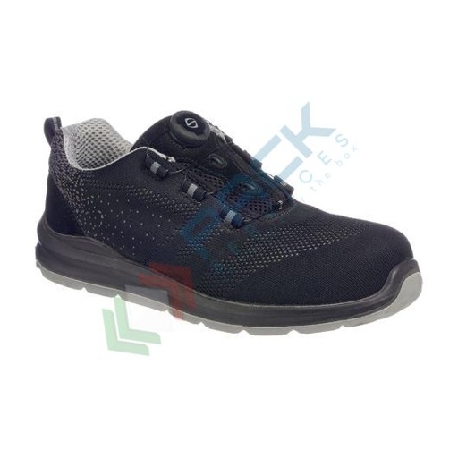 [FT08BGY43] Scarpe antinfortunistiche da lavoro S1P, basse, serie COMPOSITELITE®, con lacci di sicurezza, in maglia, puntale in composito, colore nero/grigio (modello TRAINER KNIT)
