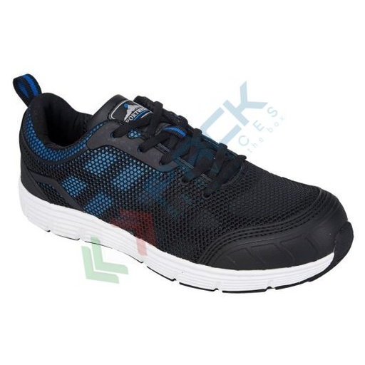 [FT15BKB37] Scarpe antinfortunistiche da lavoro S1P, basse, serie STEELITE®, in KPU/rete, puntale in acciaio, colore nero/blu (modello TOVE)