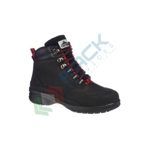 [FT42BKR42] Scarpe antinfortunistiche da lavoro S3, alte da donna, modello trekking, serie STEELITE®, in pelle Nubuck pieno fiore, puntale in acciaio, colore nero