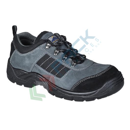 Scarpe antinfortunistiche da lavoro S1P, basse, serie STEELITE®, in pelle scamosciata, puntale in acciaio, colore grigio/nero (modello Trekker)