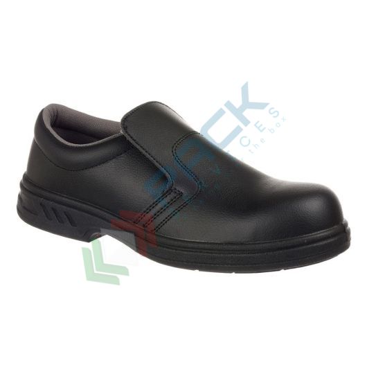 Scarpe antinfortunistiche da lavoro S2, basse, in microfibra, sagoma slip-on, puntale in acciaio, colore nero