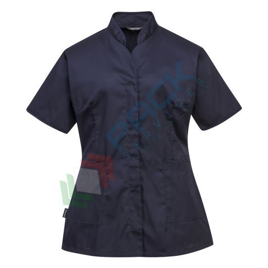 [LW12NARS] Camice da lavoro, modello sanitario, da donna, 3 tasche, 65% Poliestere + 35% Cotone, 190 gr, chiusura con zip, colore blu navy